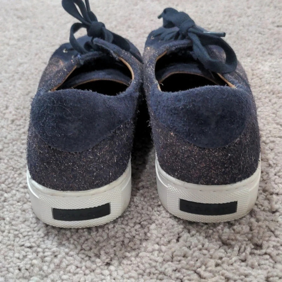 Trask Lindsey Leather Suede Sneakers Navy Blue with Rose Gold Metallic shimmer 8 - Picture 3 of 8
